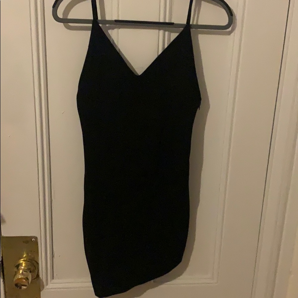 Black asymmetrical bodycon dress